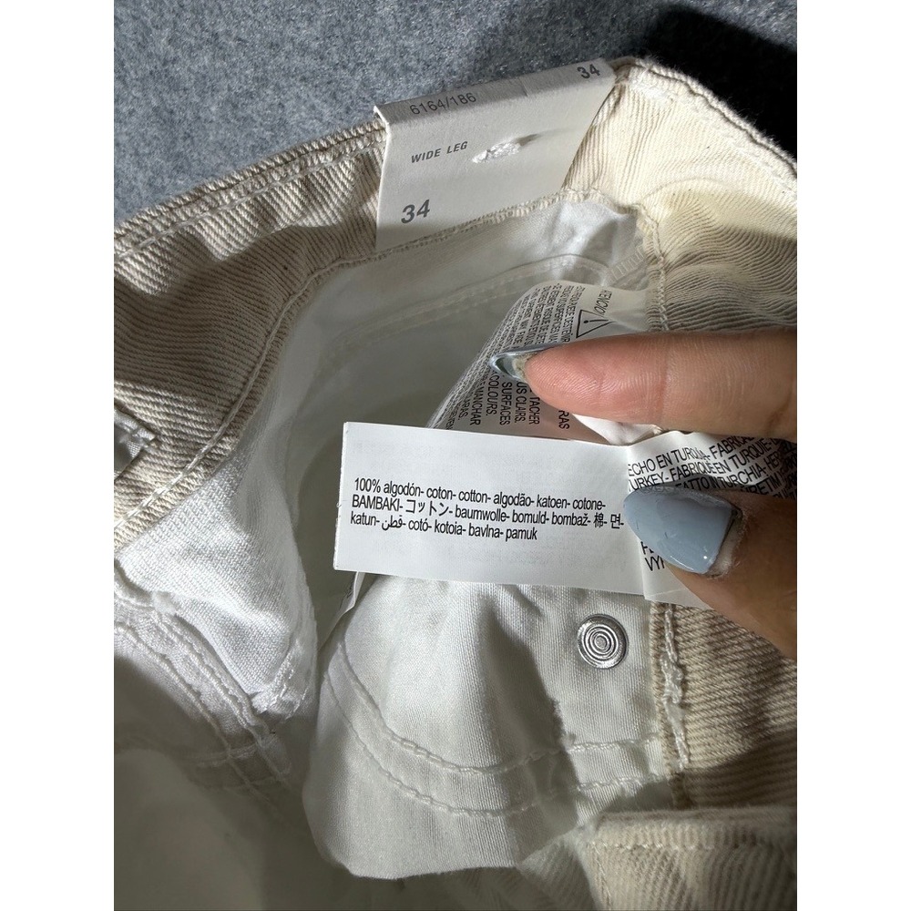 Zara Womens Wide Leg Patchwork Jeans White Ecru High Rise 6164/186/072 Size 2 - Picture 9 of 10